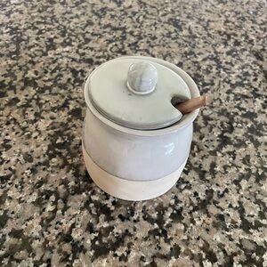 Ceramic Sugar Jar with Lid and Spoon